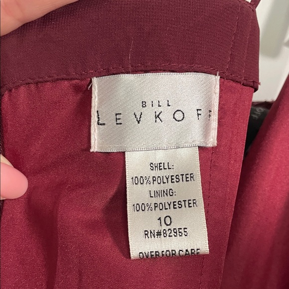 BILL LEVKOFF Dress 1266 Spaghetti Straps Floor Length 10 Wine Cranberry Lined - Picture 12 of 13